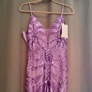 Elegant Purple Sequin Maxi Dress